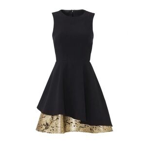 Slate & Willow Black and Gold Asymmetrical Dress